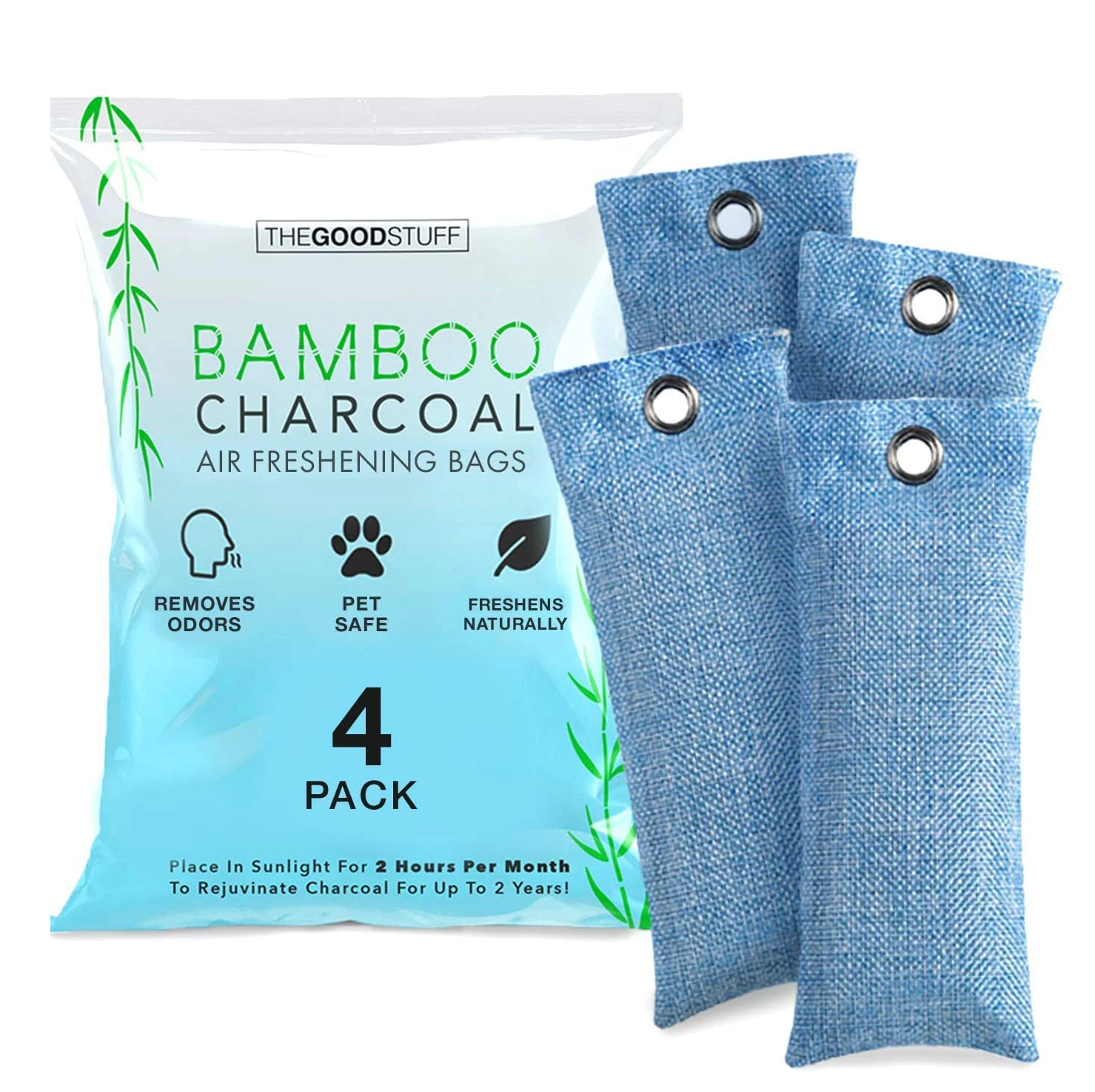 

Natural Air Purifier Shoe Deodorizer and Odor Eliminator Mini Bamboo Charcoal Bags 75g, Grey