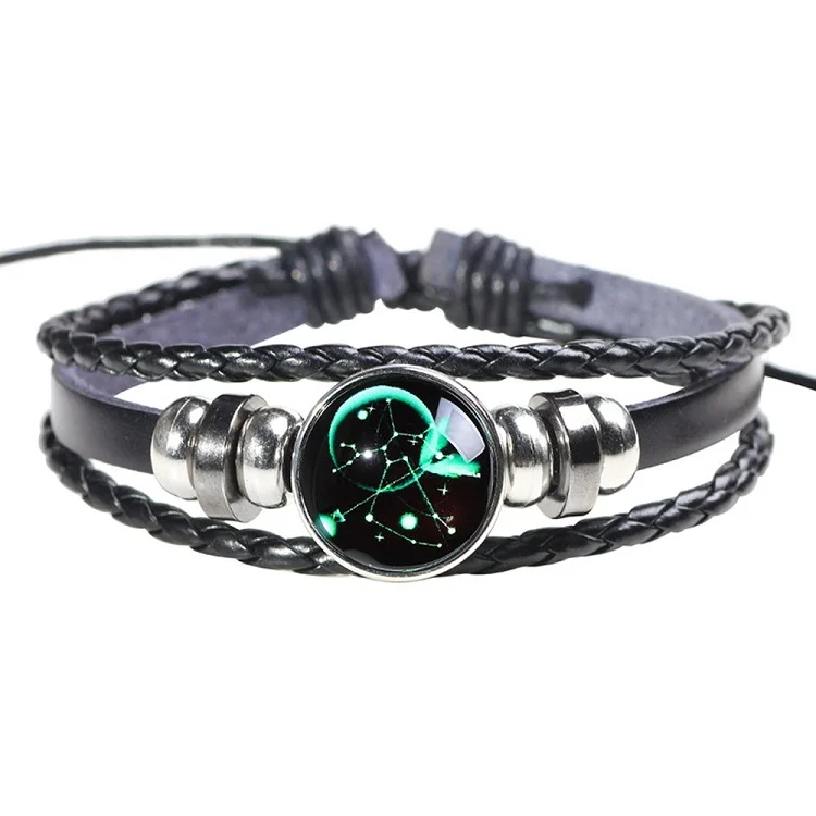 

Leather Bracelet Adjustable Punk Bracelet Braided Rope Wristbands for Men Women