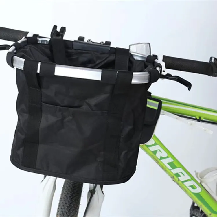 

Removable Bicycle Aluminum Handlebar Basket Folding Small Pet Carrier Cycling Bag Shopping Basket