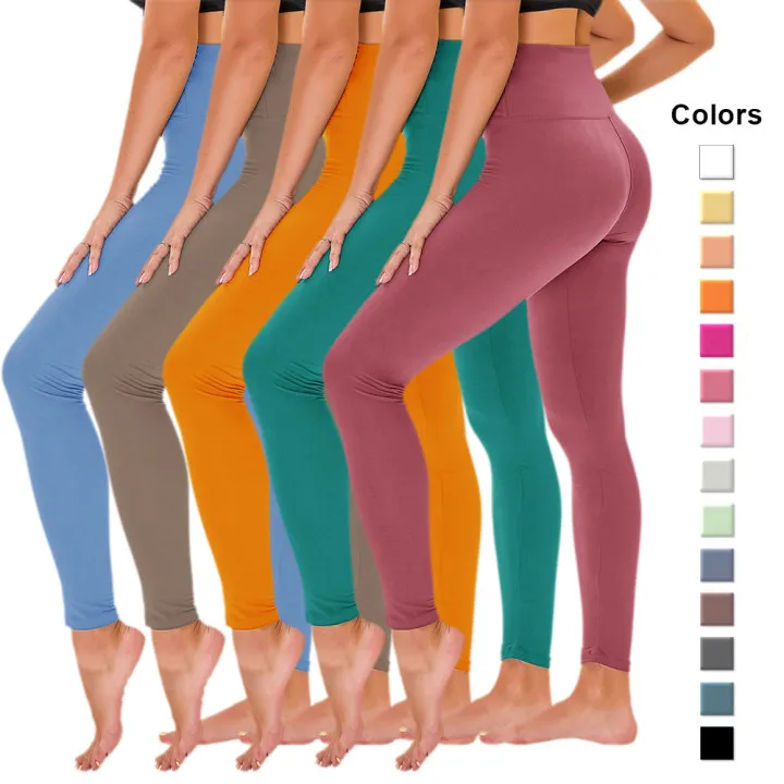 

Durable Gym Women Bambus Viskose Seamless Legging Solid Color Set Yoga Leggings With High Waist, Customized colors