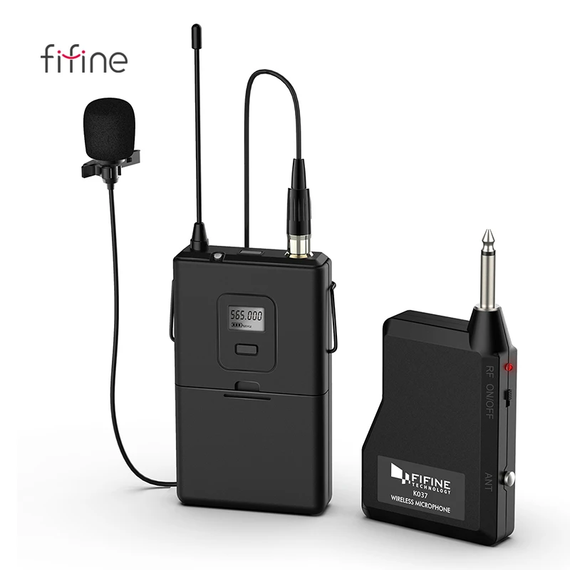 

Fifine K037 Wireless Lapel De Solapa Lavalier Microphone With Beltpack Transmitter For Lecturing Speech, Black