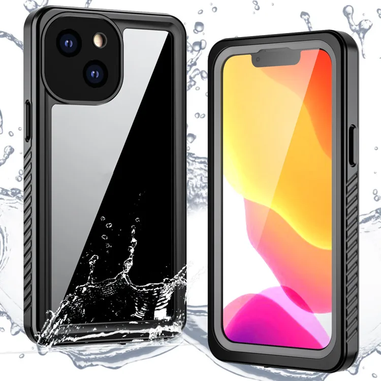 

IP68 waterproof shockproof tpu pc clear mobile phone case back cover for iphone 13, Black/white/teal/purple/red