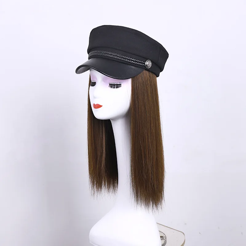 

Detachable Hat Wig Short Straight Hair Mid-length Wig Set Manufacturer One Piece Dropshipping