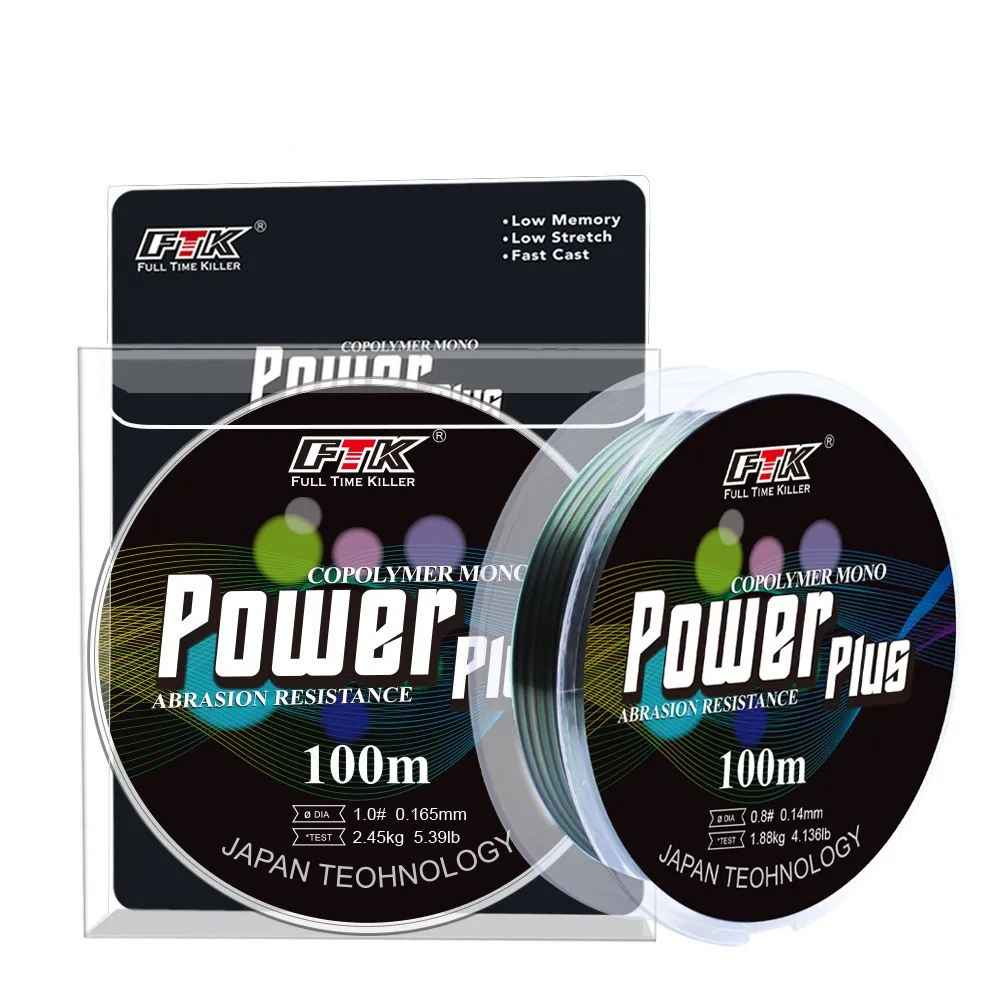 FTK 100m Fluorocarbon Coating Fishing Line 0.2mm-0.5mm Carbon Surface Nylon for River and Lake Fishing