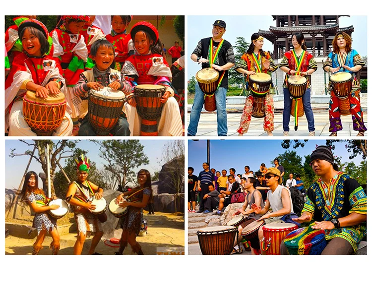 11'' Wooden Leather Djembe African Drum(Craved)-Elephant