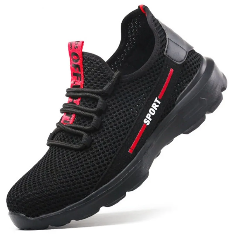 

Fashion breathable steel toeWear-resisting insulation Anti smashing Anti-puncture work safety shoes men, Black