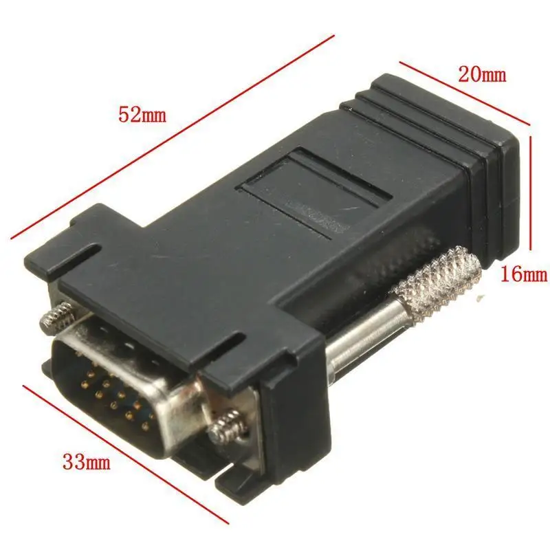 VGA Extender Male/Female to RJ45 Ethernet Female LAN CAT5 CAT6 Cable Adapter D 