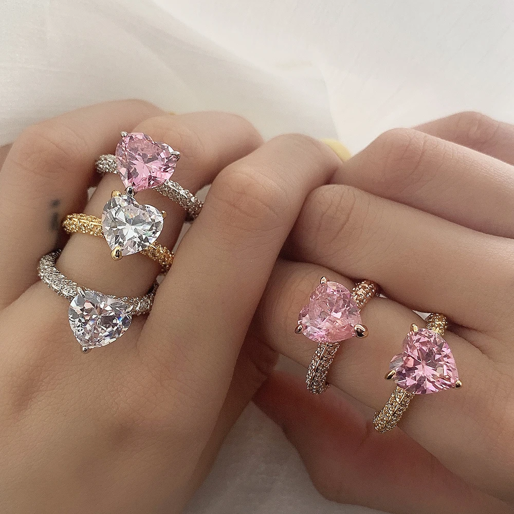 

new arrivals heart cubic zirconia ring non tarnish