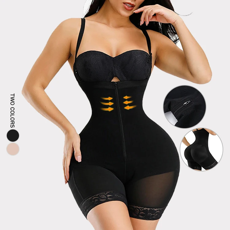 

Best Selling Black Detachable Straps Full Body Shaper Zipper Slimming High Waist Shapewear Tummy Control Butt Lifter Shapers, Skin/black/brown