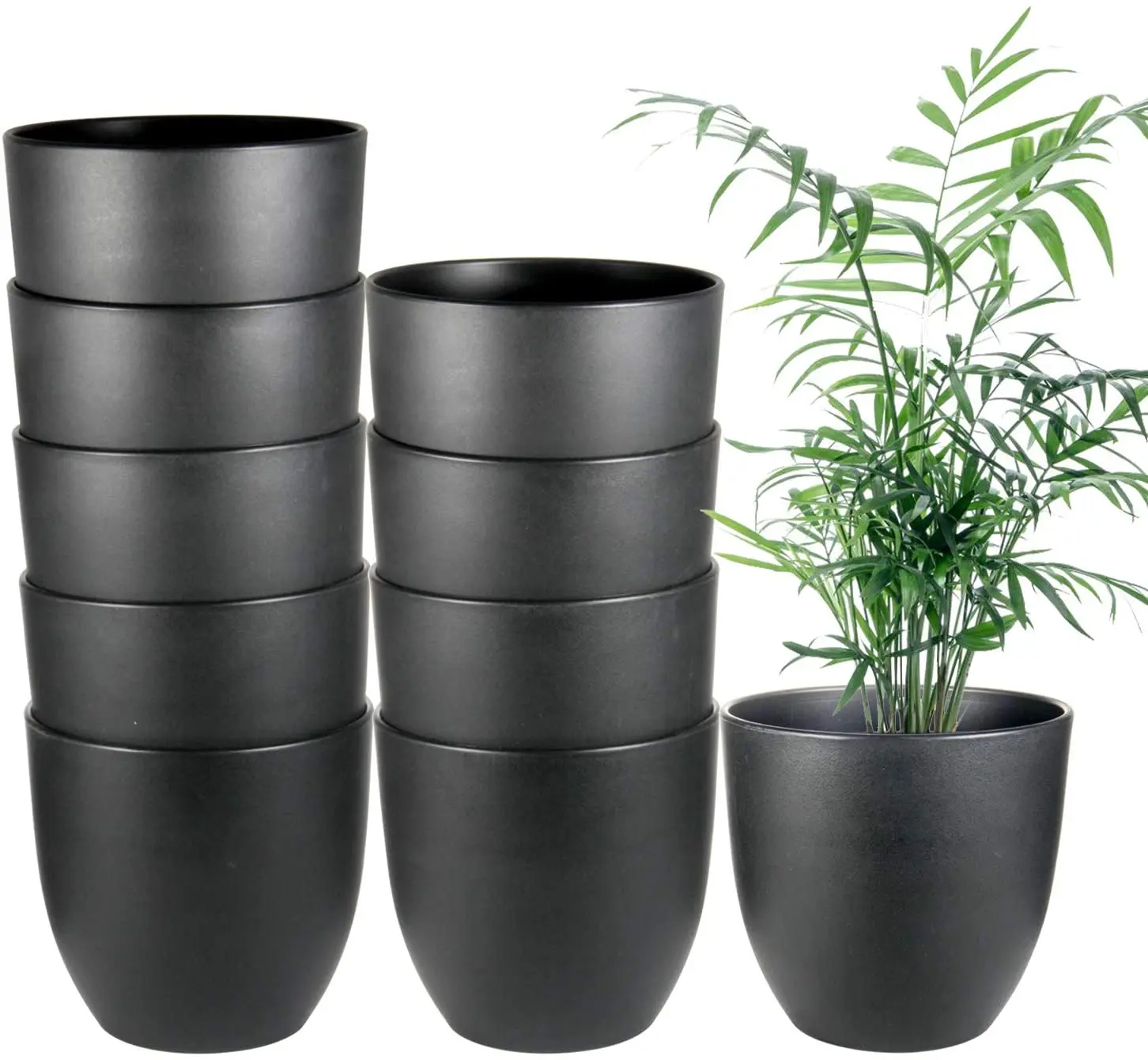 

Indoor Garden 6.3 Inch Plant Pot, Flower Pots Planter Plastic Pots, Black and white