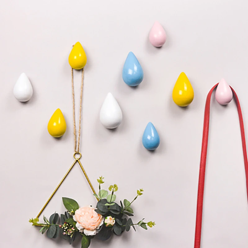 

Wood Wall Hanger Water Drop Shaped Hook Door Back Hanger Key Holder Decorative Hooks Bag Handbag Hat Clothes Wooden Hook
