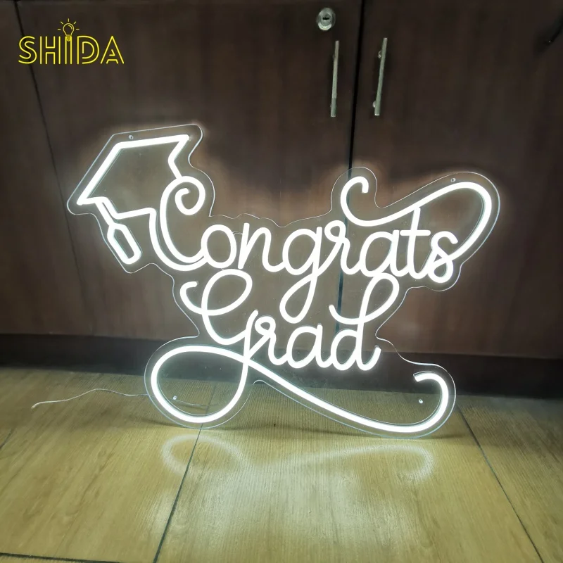 

Custom Congrats Grad Neon Sign Custom Acrylic Flex Led Light For Graduation Party Gift Home Room Wall Decor