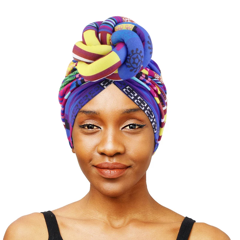

Women Top Knotted Turbans Femm Arab Pre-tied Turban Cap Headwraps African for Hair Loss Make Up