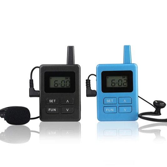 

High Audio Quality Wireless Tour Guide System Package(2pc transmitters+10pc receivers for 12 pc), Blue