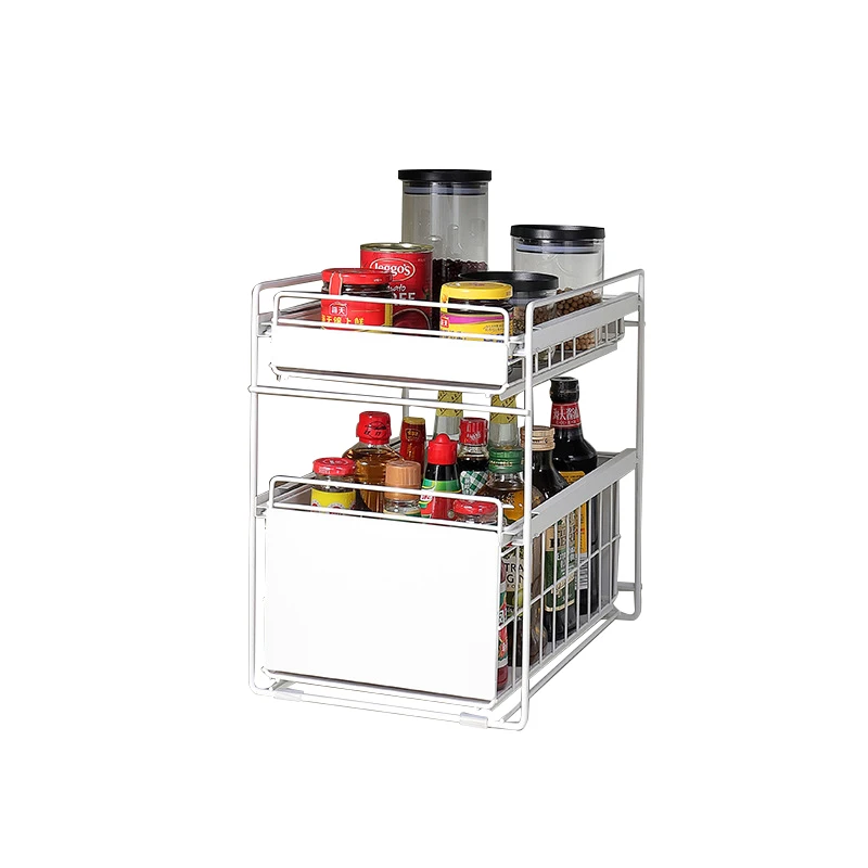 

Kitchen professional SPACE-SAVING under sink multifunctional grid spice storage rack organizer bathroom storage shelves