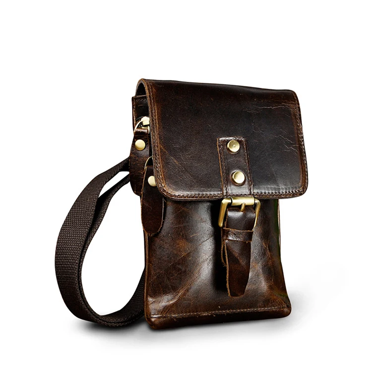 

Fashion Mens Leather Multifunction Messenger Mochila Bag Designer Cigarette Case Travel Pouch Hook Belt Waist Bag Pack 611-15-