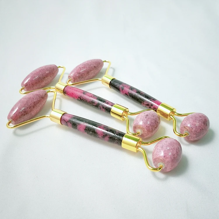 

Factory hot sale natural rhodonite roller jade face stone