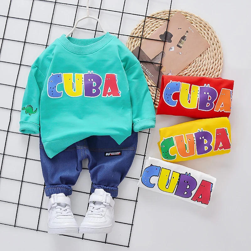 

2021 New autumn long sleeve sportswear+ trousers cartoon pattern design baby boy clothes set kids clothing boys suits