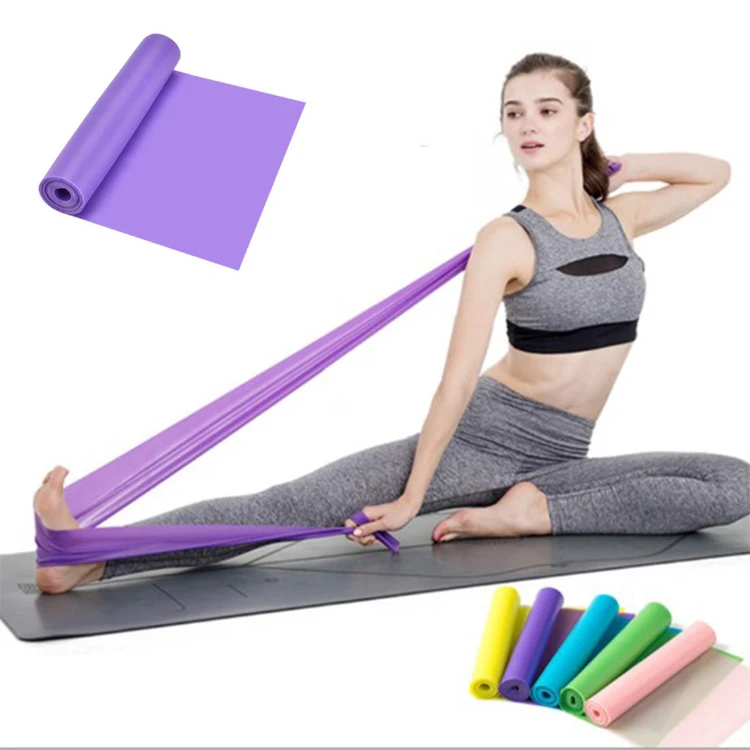 

Workout Yoga Stretch Long Flat Wide TPE Resistance Band, Blue/yellow/green/pink/purple
