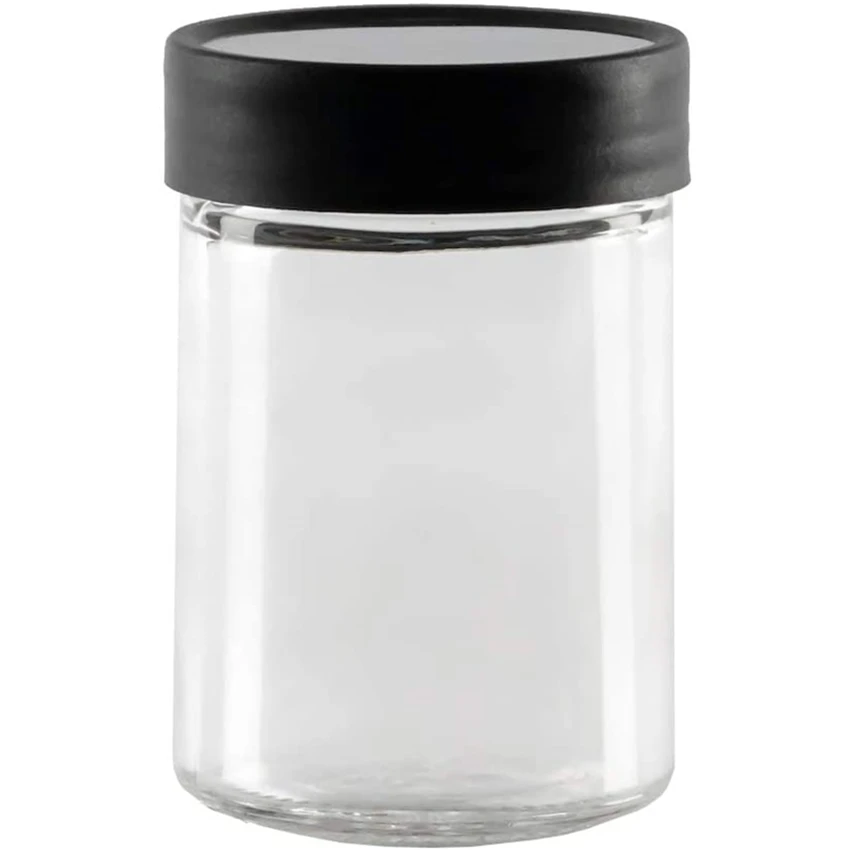 

3 Ounce Glass Spice Jars with Black Plastic Lids, Transparent