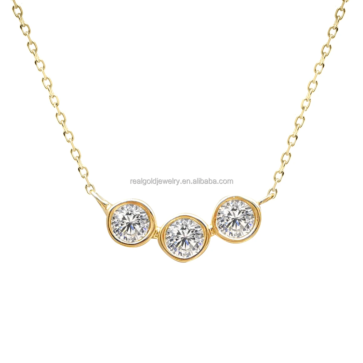 

Trendy Lab Grown Diamonds Bubble Necklace 18K Solid Gold Dainty Moissanite Necklace Gift Fine Jewelry