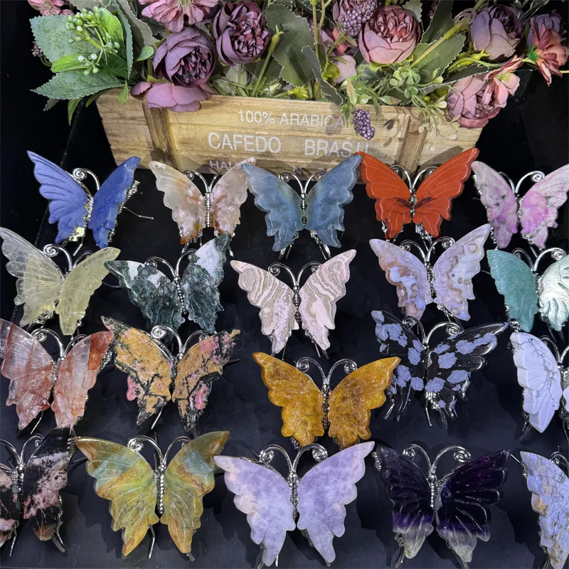 Wholesale Price Gemstone Crystal Butterfly Carving Mixed Material Crystal Butterfly for Wedding Gift