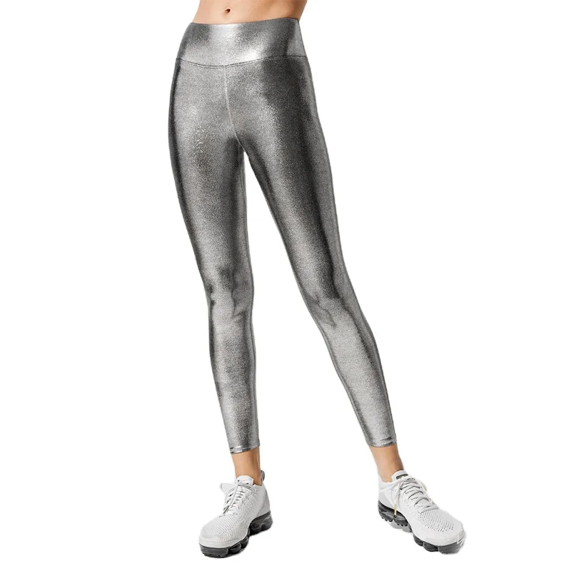 

2061# Leggings Women High Waist shinning coated Dance Full Length Shiny Performance Costumes Spandex Pants workout Trousers