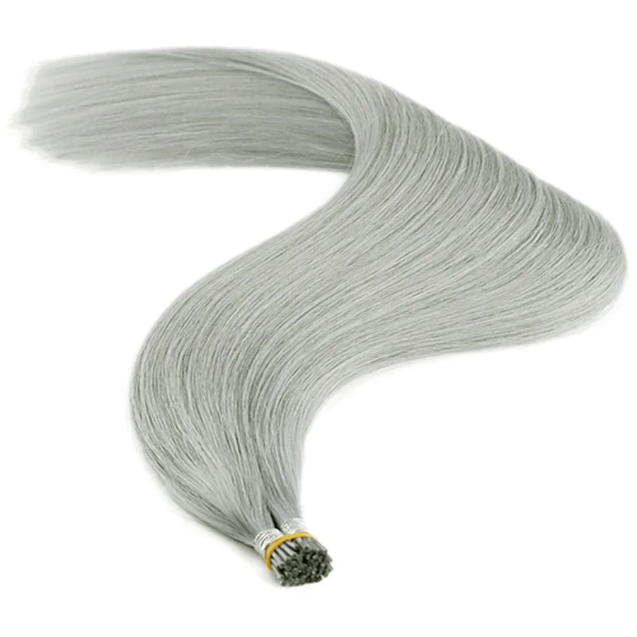 

Neitsi 28inch I Tip Virgin Hair Kinky Straight Double Drawn I Tip Wave Hair Extens Grey#