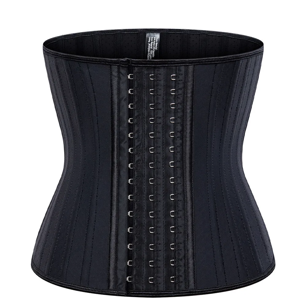 

100% Latex 25 Steel Bones Private Label 3 Hooks Waist Trainer Brace, Black