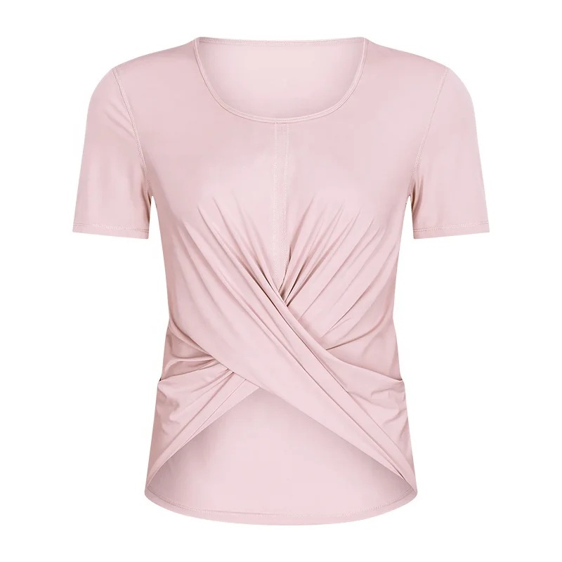 

wholesale custom logo workout apparel women sports t shirt for women yoga suit 2020 seamless