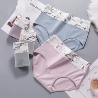 

TuKIIE Fashion Floral Elegant Design Breathable Seamless High Waist Panties Lady Cotton Underwear Women