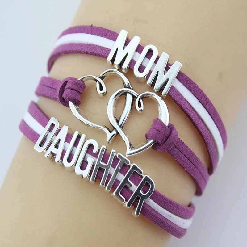 

2021 Sailing Jewelry Elastic Braided Mom Love Daughter Bracelet Hand-woven Mom Love Daughter Charm Bracelet