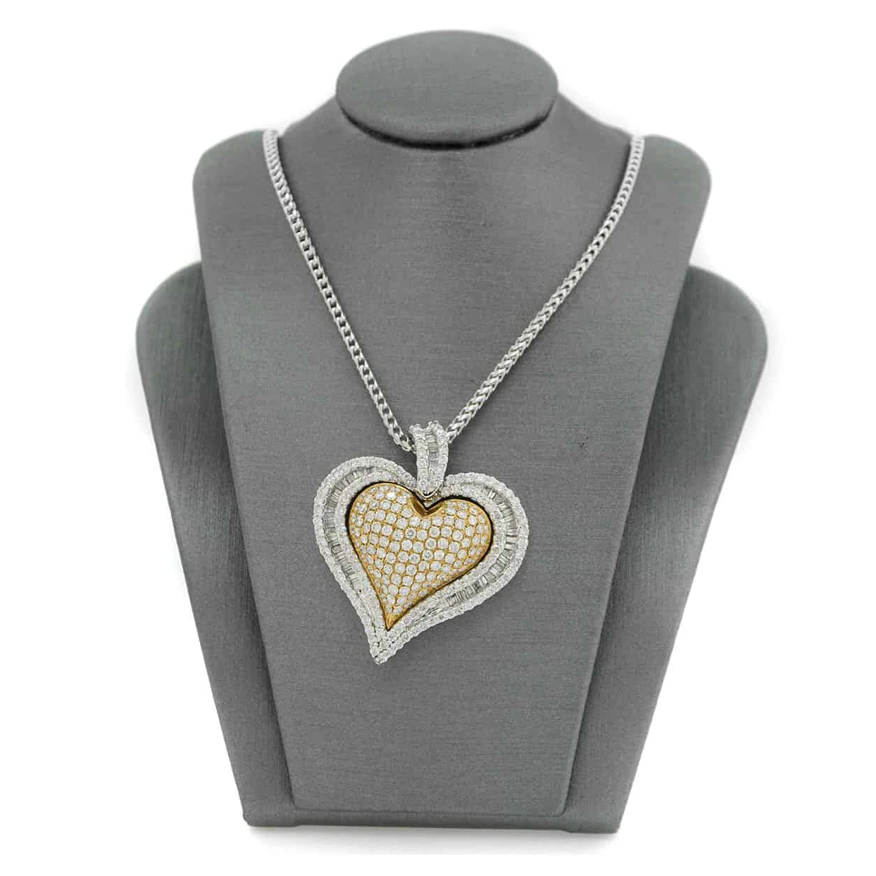 

2021 new design silver gold plated women jewelry 5A cubic zirconia cz irregularity heart shape cuban link chain necklace