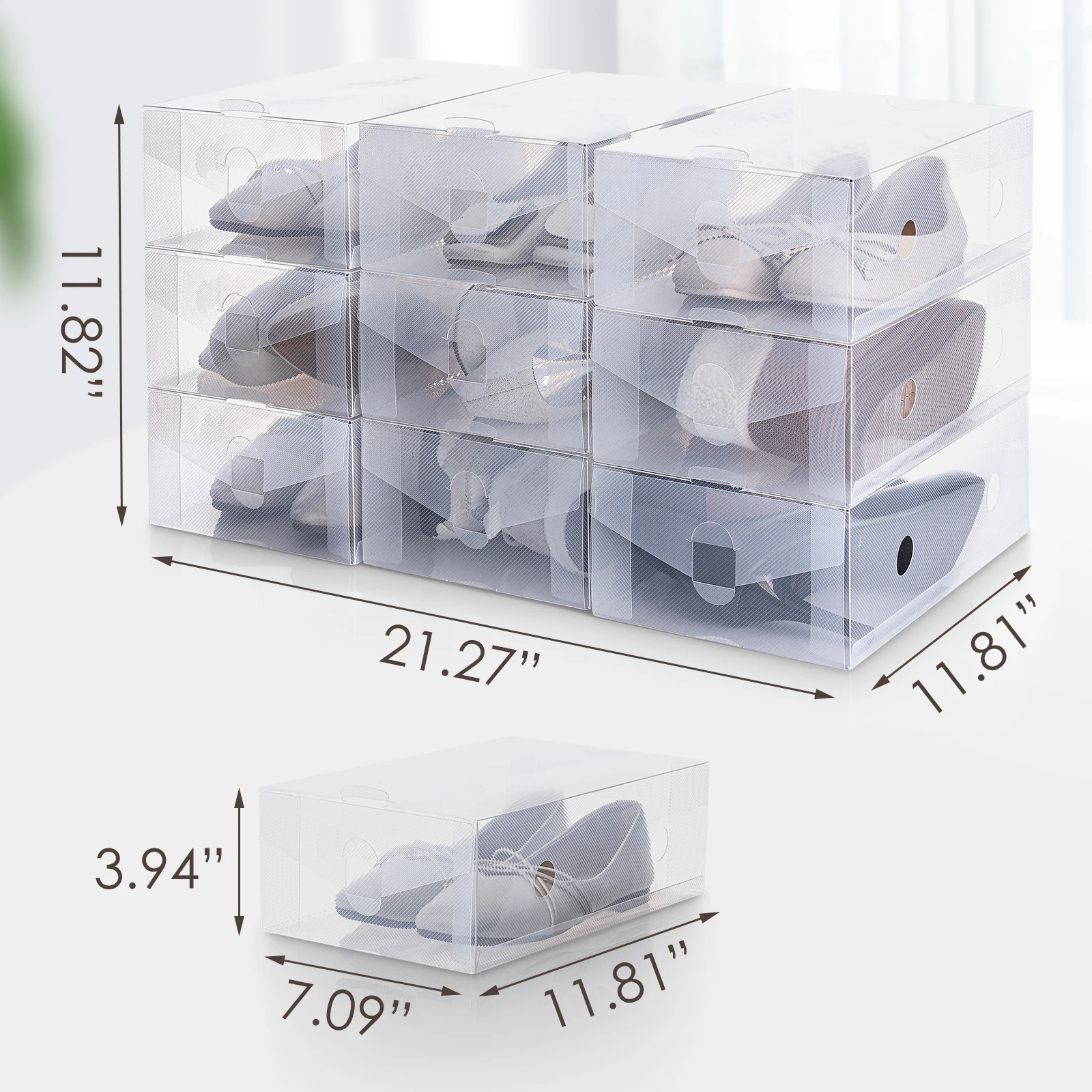 

Nine in set shoe organizer box stackable plastic clear shoe box storage custom sneaker boxes