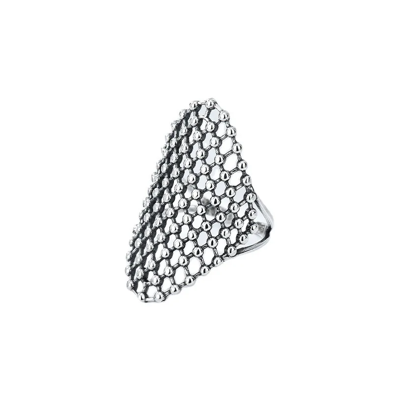 

Vintage Wide Oval Lattice Ring 925 Sterling Silver Oval Lattice finger Ring Hollow Oval Lattice Ring Silver