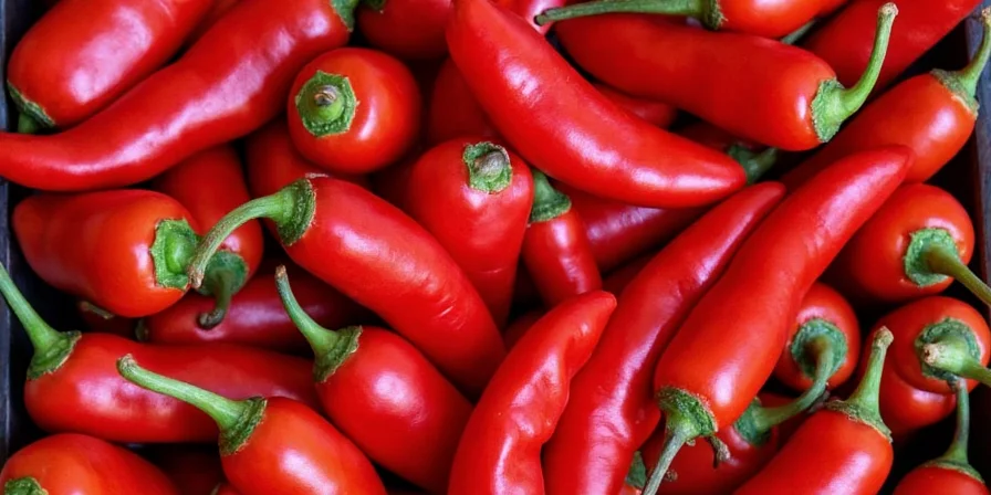 A woven basket filled with colorful sweet chili peppers