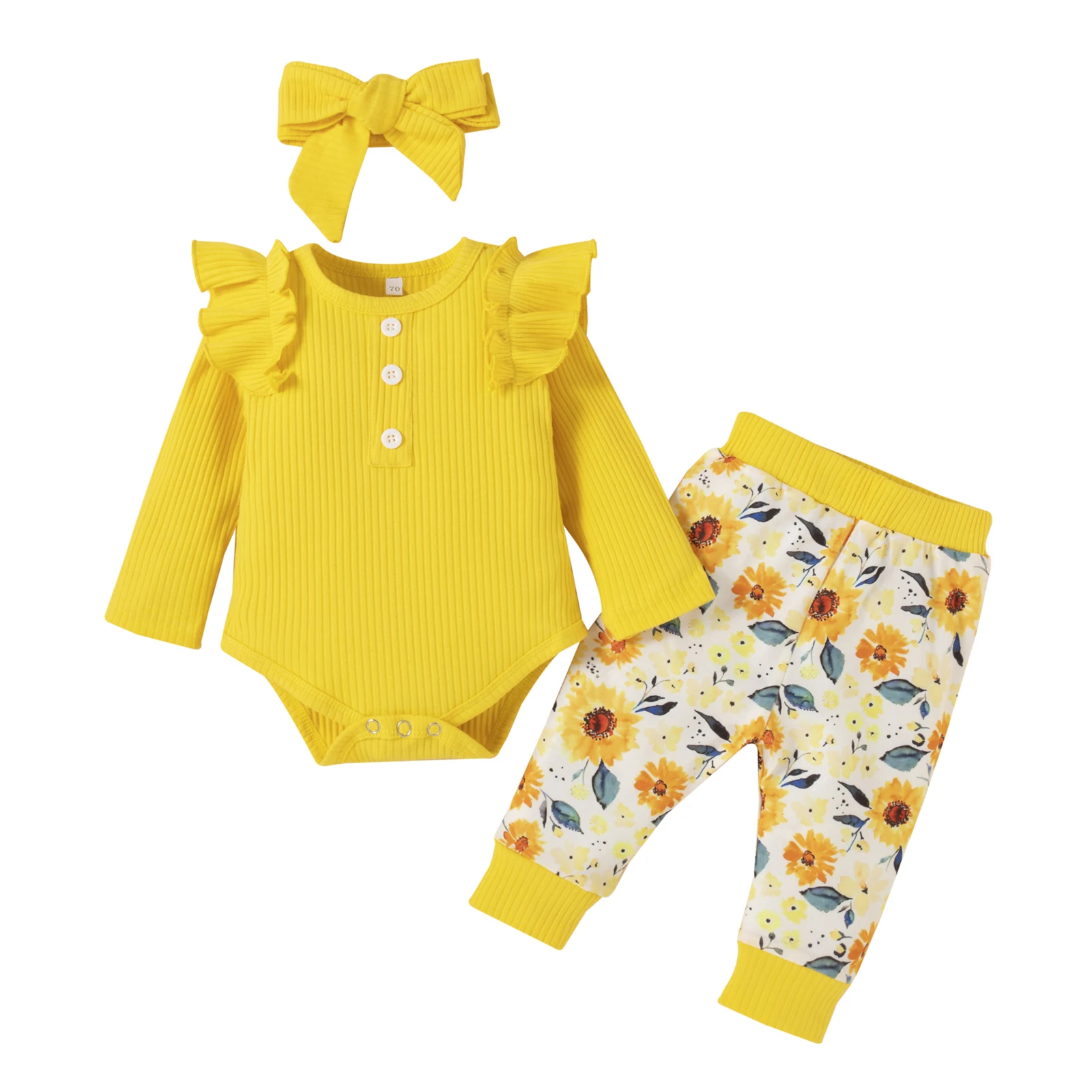 

Newborn Baby Girl Clothes Cute Baby Girls Romper + Leopard Pant Baby Girl Infant Outfit 3Pcs Set