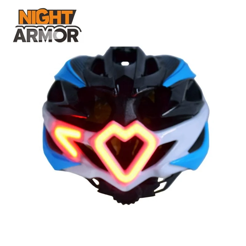 

Intelligent remote control bicycle riding cycling helmet with steering warning LED light, Blue, green