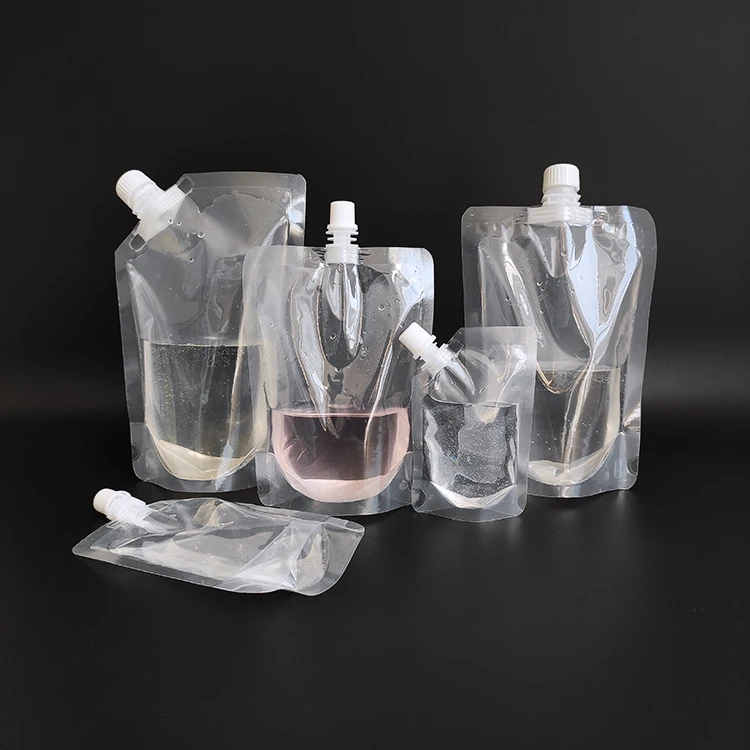 

hot sale 5 oz 150ml clear transparent plain plastic liquid packaging drinking spout pouch with cap