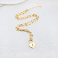 

Fast delivery 18k gold plated chain key lock heart necklace