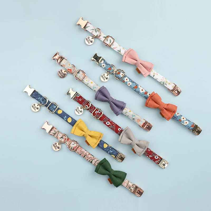 

2021 Popular Sell Luxury Fashion Beauty Custom Logo Bowknot Pet Collars Dog Leash Dogs Collar Leash Set
