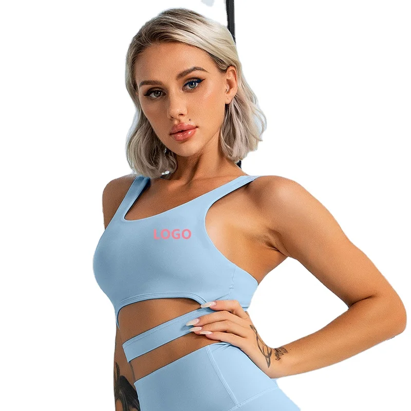 

custom logo letter printed sports bras Fitness Workout recycled Yoga bra Top women's sports bra latest, Black gray blue