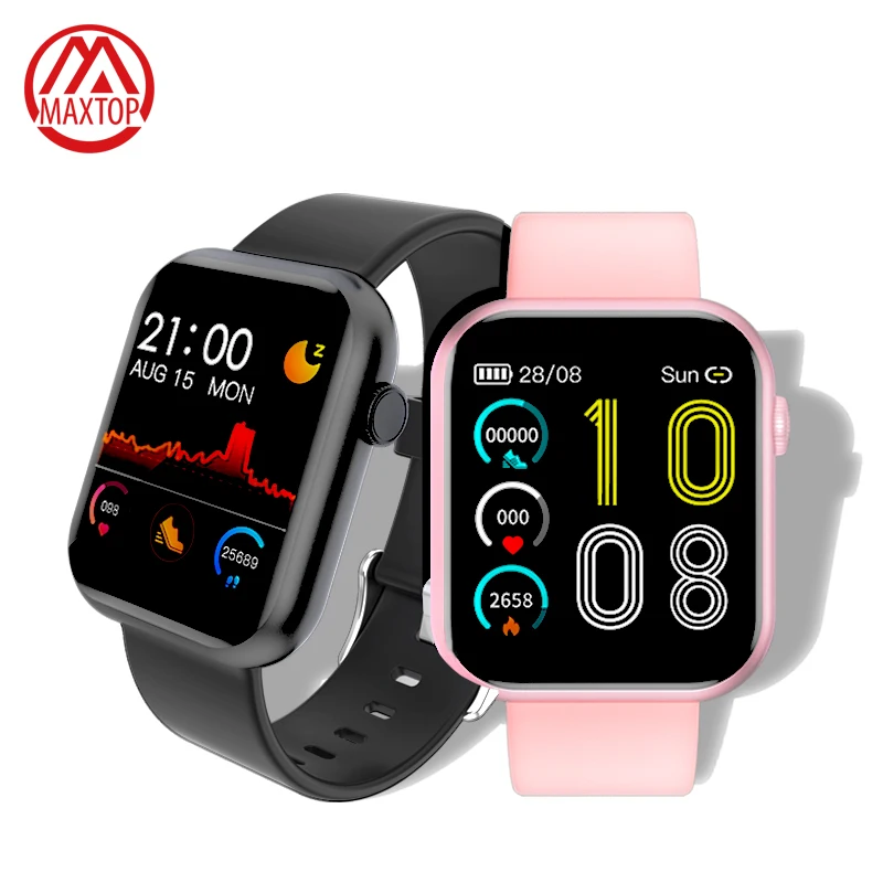 

Maxtop Custom Logo Luxury Amoled Display Ladies Girls Wrist Smart Watch Ip68 Blood Pressure Smart Watch For Ios, Pink/black