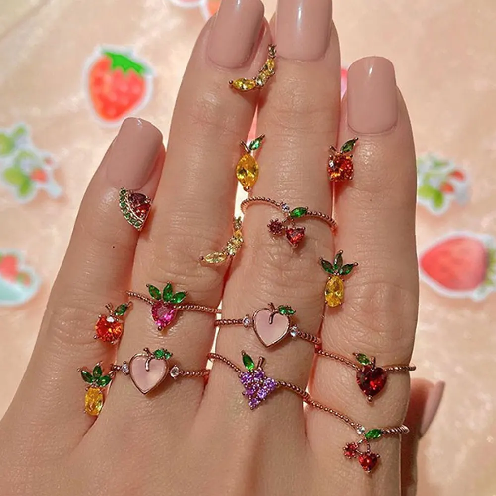 

fashion brass jewelry fruit ring for women, Rose gold and silver