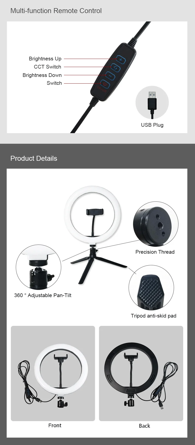10 Inch Led Selfie Photographic Lighting Dimmable Selfie Ring Fill Light With Tripod Stand Ring Light