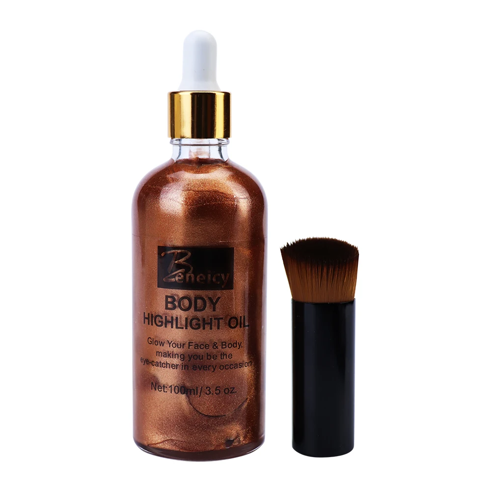 

In Stock Skin Highlighter Roughness Oil Organic Shimmer Body Oil, 4 colors