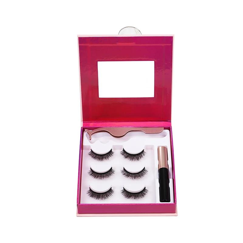 

Wholesale Eyelash Magnetic 3 Pairs of Eyelashes Custom Boxes Eyelash Gift Box With Private Label