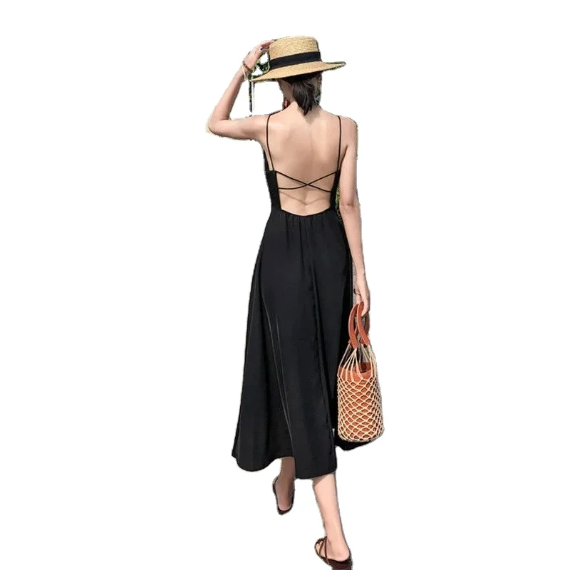 

2021 elegant women's French style retro V-neck dress off shoulder chiffon skirt