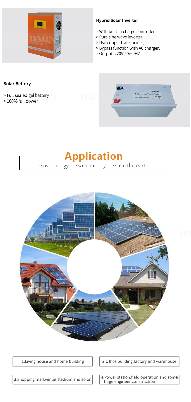 Hot selling 1kw 2kw 3kw on grid system solar generator solar energy system