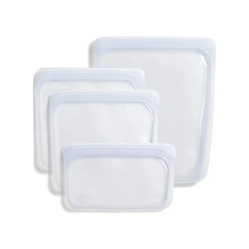 

OEM logo China factory manufacture reusable clear silicone food storage bag, Customized color